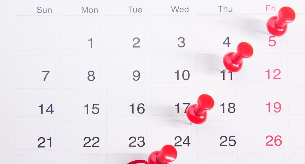 a calendar page shows dates in a month 1